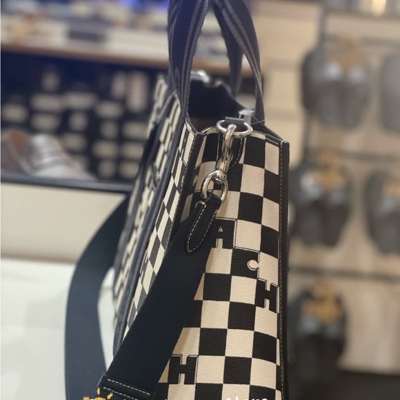NWT Coach Smith Tote With Checkerboard Print Black and White CR101 - Picture 9 of 10